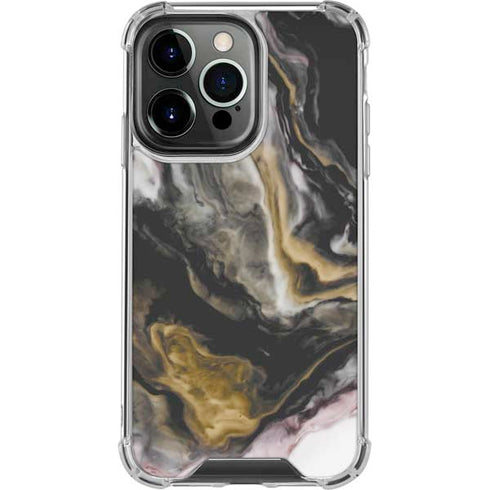 Gold Blush Marble Ink iPhone 16 Pro Clear Case