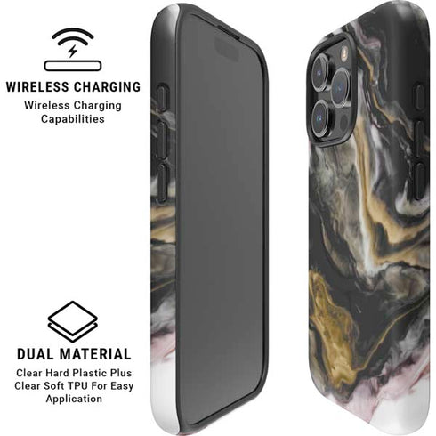 Gold Blush Marble Ink iPhone 16 Pro Magsafe Impact Case
