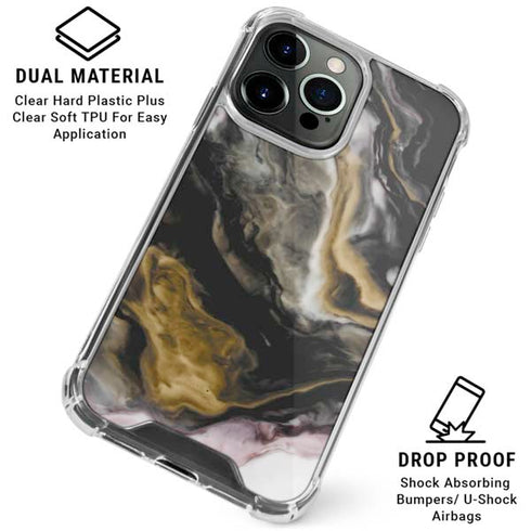 Gold Blush Marble Ink iPhone 16 Pro Max Clear Case