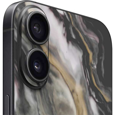 Gold Blush Marble Ink iPhone 16 Skin