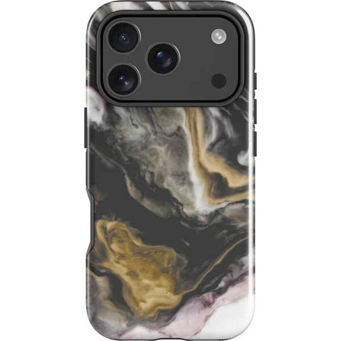 Gold Blush Marble Ink iPhone 18 Pro Impact Case