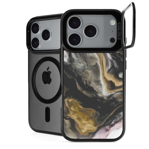 Gold Blush Marble Ink iPhone 18 Pro Kickstand Case