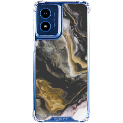 Gold Blush Marble Ink Moto G Play 4G (2024) Clear Case