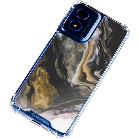 Gold Blush Marble Ink Moto G Play 4G (2024) Clear Case