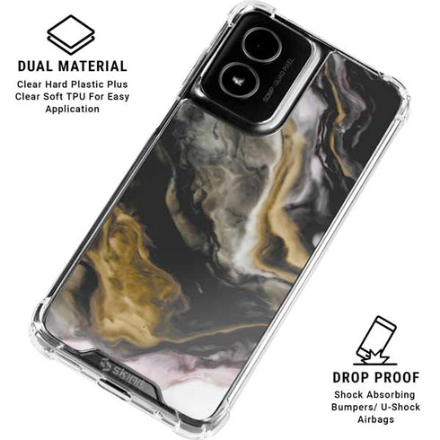 Gold Blush Marble Ink Moto G Power 5G (2024) Clear Case