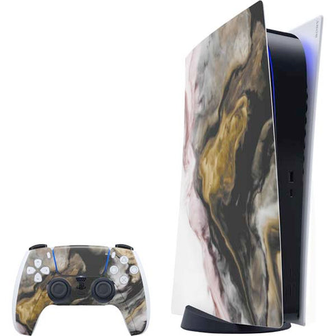 Gold Blush Marble Ink PlayStation PS5 Skins