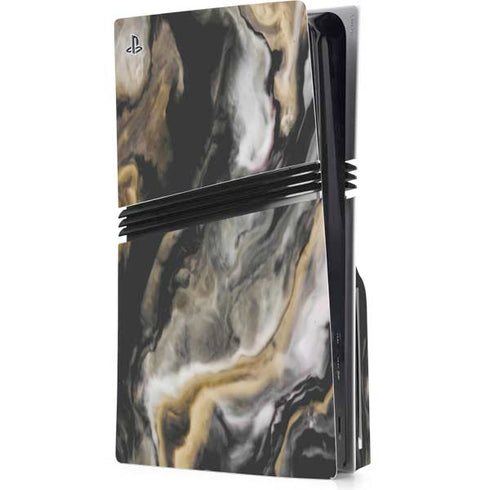 Gold Blush Marble Ink PS5 Pro Disk Console Skin
