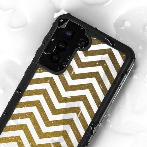 Gold Chevron Galaxy S24 Plus Waterproof Case