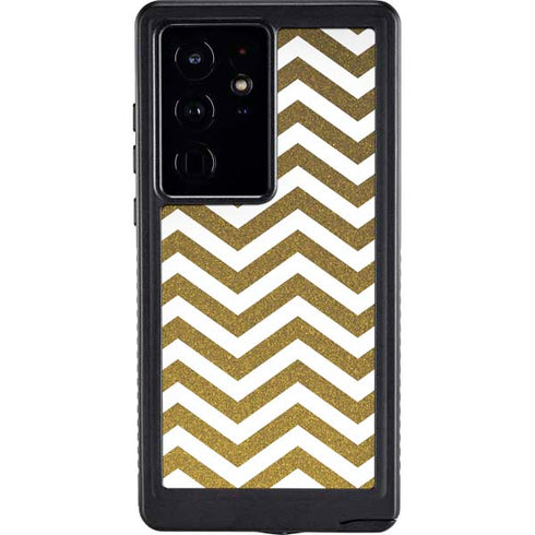 Gold Chevron Galaxy S24 Ultra Waterproof Case
