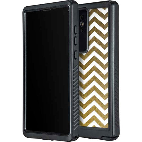 Gold Chevron Galaxy S24 Ultra Waterproof Case