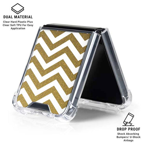 Gold Chevron Galaxy Z Flip6 Clear Case