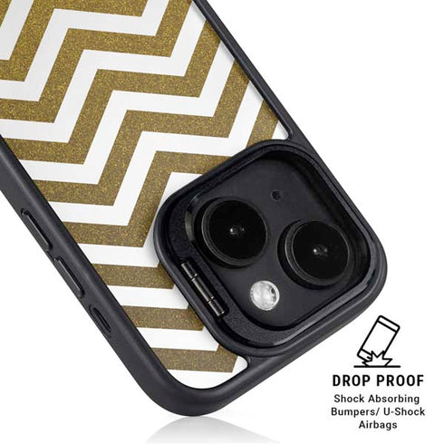Gold Chevron iPhone 15 Kickstand Case