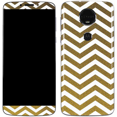 Gold Chevron Moto E5 Plus Skin