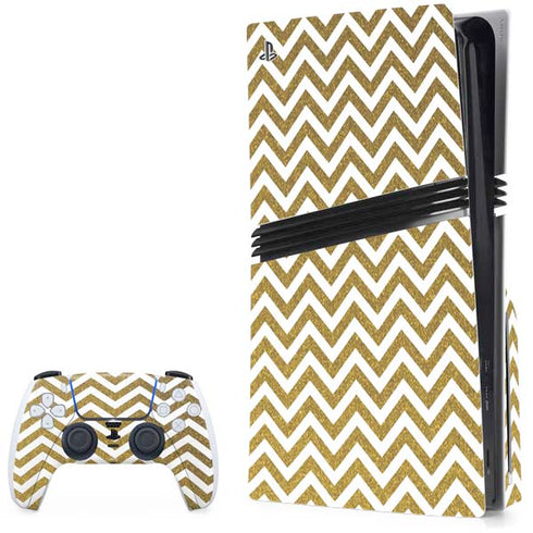 Gold Chevron PS5 Pro Disk Bundle Skin