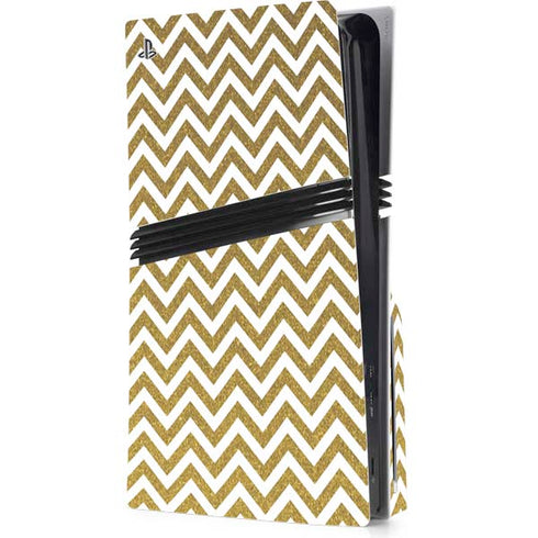 Gold Chevron PS5 Pro Disk Console Skin