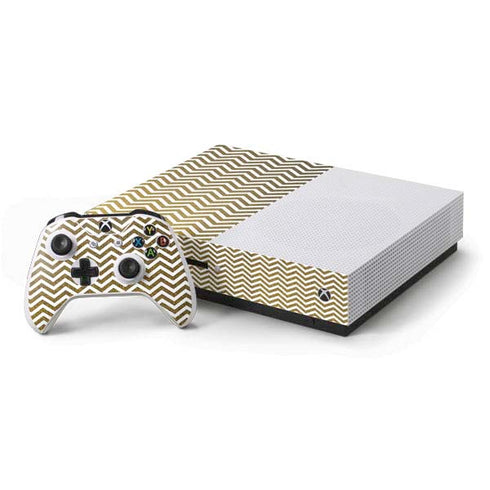Gold Chevron Xbox One S Console and Controller Bundle Skin