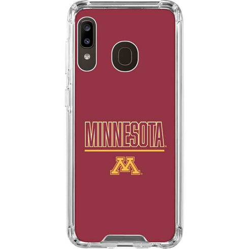 University of Minnesota Athletic Text Galaxy A30 Clear Case