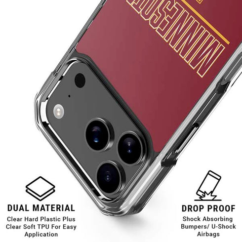 University of Minnesota Athletic Text iPhone 17 Pro Clear Case