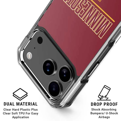 University of Minnesota Athletic Text iPhone 18 Pro Clear Case