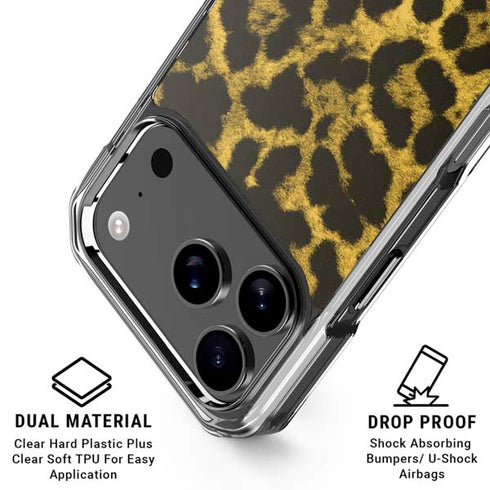 Golden Leopard Animal Print Color Pop iPhone 18 Pro Clear Case
