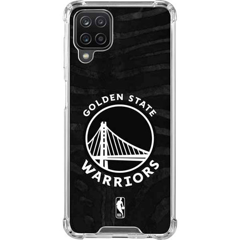 NBA Golden State Warriors Black Animal Print Galaxy A12 Clear Case