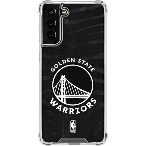 NBA Golden State Warriors Black Animal Print Galaxy S21 FE Clear Case