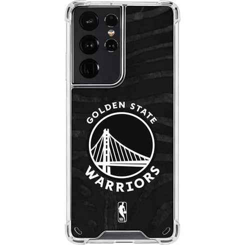 NBA Golden State Warriors Black Animal Print Galaxy S21 Ultra 5G Clear Case