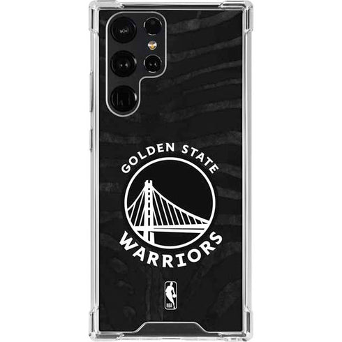 NBA Golden State Warriors Black Animal Print Galaxy S22 Ultra Clear Case