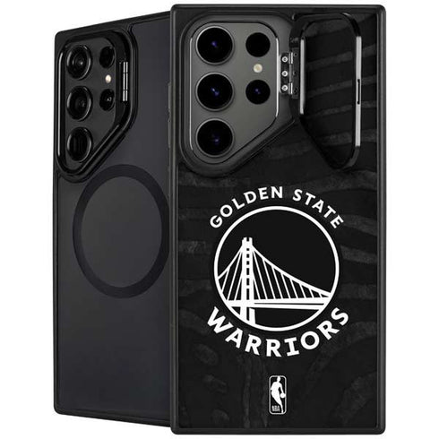 NBA Golden State Warriors Black Animal Print Galaxy S25 Ultra Kickstand Case