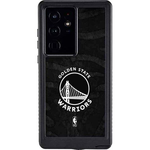 NBA Golden State Warriors Black Animal Print Galaxy S24 Ultra Waterproof Case