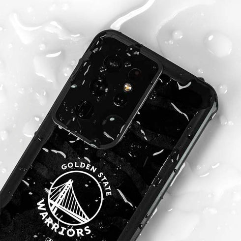 NBA Golden State Warriors Black Animal Print Galaxy S24 Ultra Waterproof Case