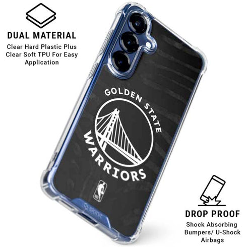 NBA Golden State Warriors Black Animal Print Galaxy S25 Plus Clear Case