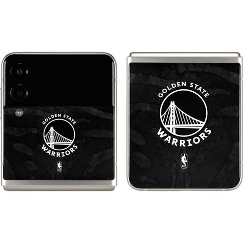 NBA Golden State Warriors Black Animal Print Galaxy Z Flip3 5G Skin