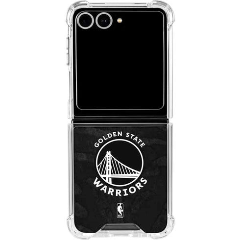 NBA Golden State Warriors Black Animal Print Galaxy Z Flip7 Clear Case