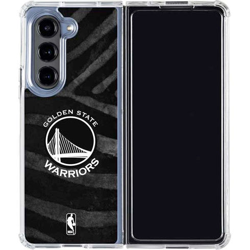 NBA Golden State Warriors Black Animal Print Galaxy Z Fold5 5G Clear Case
