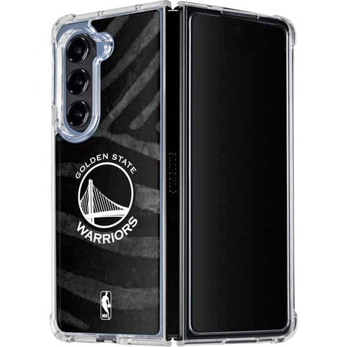 NBA Golden State Warriors Black Animal Print Galaxy Z Fold5 5G Clear Case