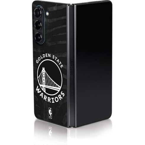 NBA Golden State Warriors Black Animal Print Galaxy Z Fold5 5G Skin
