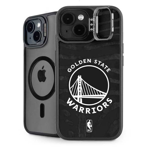 NBA Golden State Warriors Black Animal Print iPhone 15 Kickstand Case