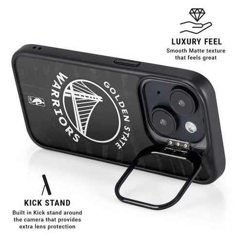 NBA Golden State Warriors Black Animal Print iPhone 15 Plus Kickstand Case