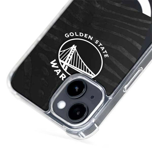 NBA Golden State Warriors Black Animal Print iPhone 15 Plus MagSafe Case