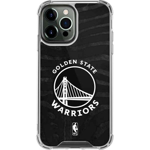 NBA Golden State Warriors Black Animal Print iPhone 15 Pro Max Clear Case