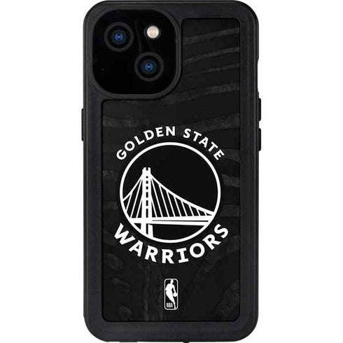 NBA Golden State Warriors Black Animal Print iPhone 15 Waterproof Case