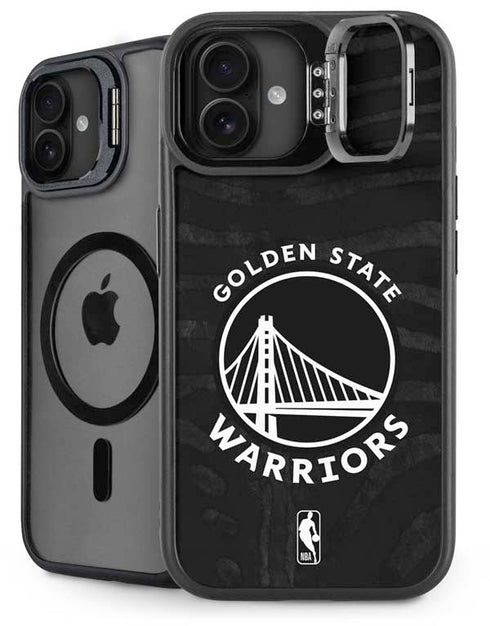 NBA Golden State Warriors Black Animal Print iPhone 16 Plus Kickstand Case