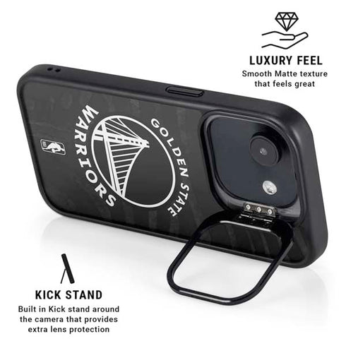 NBA Golden State Warriors Black Animal Print iPhone 16e Kickstand Case