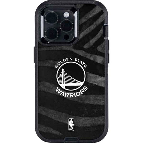 NBA Golden State Warriors Black Animal Print Otterbox Defender iPhone Skin