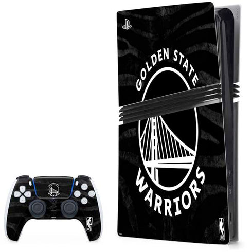 NBA Golden State Warriors Black Animal Print PS5 Pro Bundle Skin