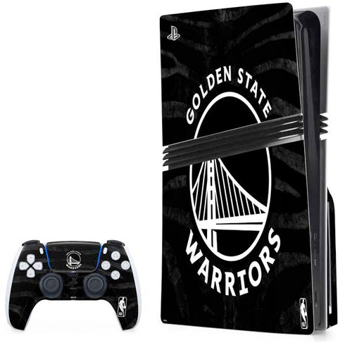NBA Golden State Warriors Black Animal Print PS5 Pro Disk Bundle Skin