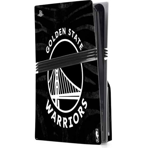 NBA Golden State Warriors Black Animal Print PS5 Pro Disk Console Skin