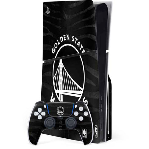NBA Golden State Warriors Black Animal Print PlayStation PS5 Skins