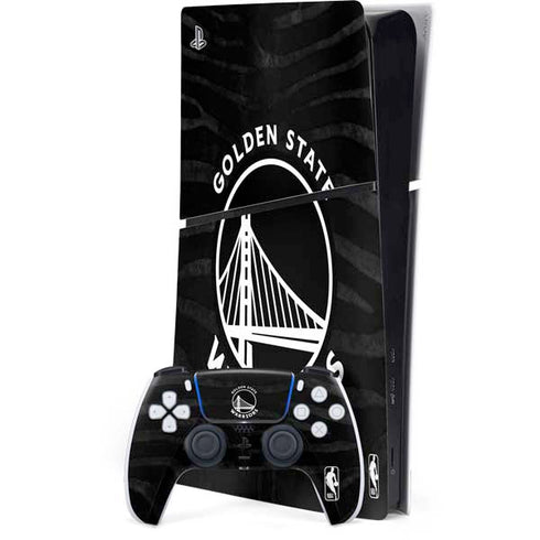 NBA Golden State Warriors Black Animal Print PS5 Slim Digital Edition Console Skin